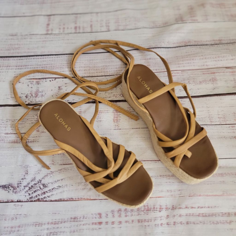 ALOHAS Tan Strappy Sandals